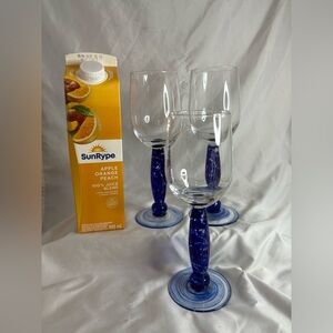 3-hand blown wine glasses